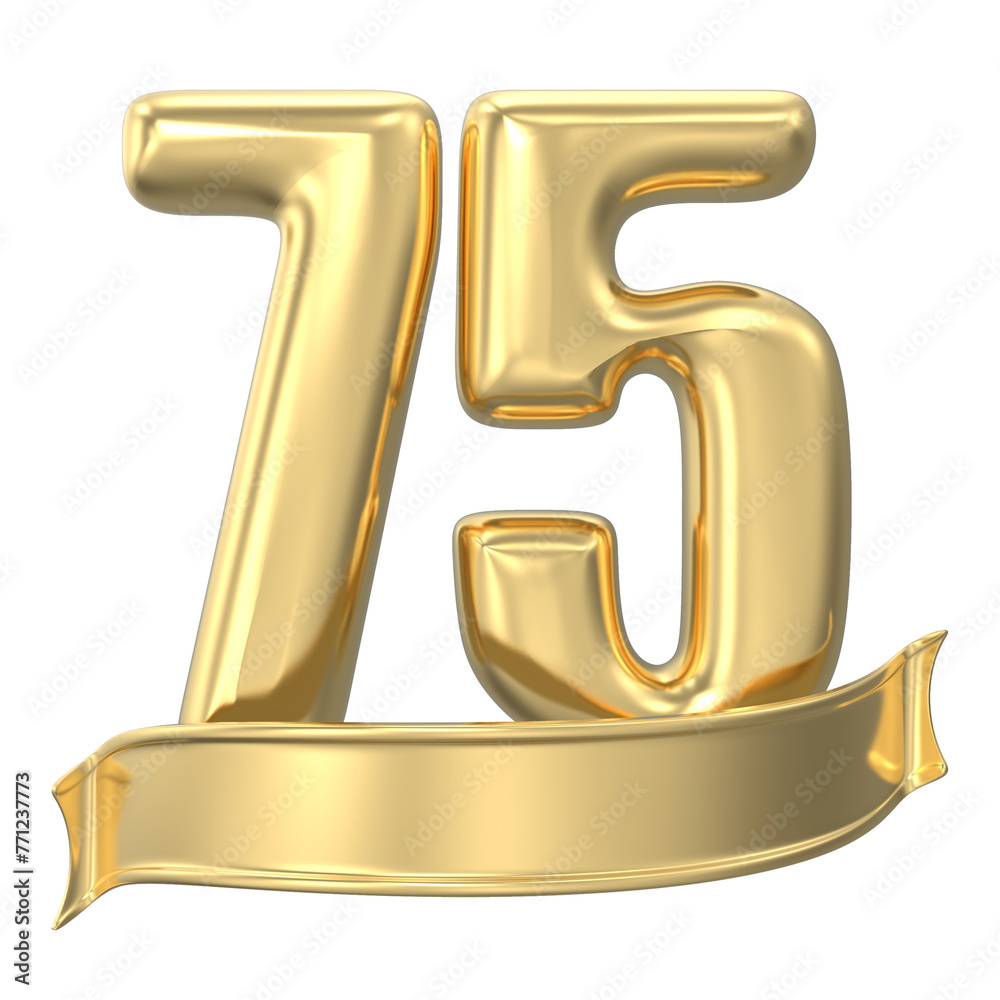 Anniversary 75 gold 3d numbers Anniversary 75 gold 3d numbers