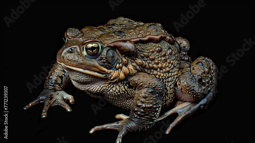 Portrait of a large amphibian in a natural habitat. Cane toad, Rhinella marina. Animals in tropical forest photo