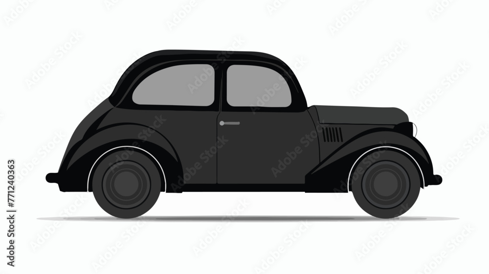 Car flat black vector icon flat vector isolated on white