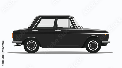 Car flat black vector icon flat vector isolated on white