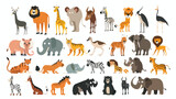 Cartoon Big animals collection set flat vector