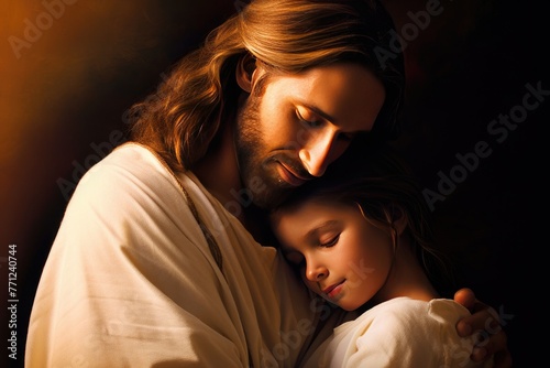 Lord Jesus hugging little girl © Tomi adi kartika