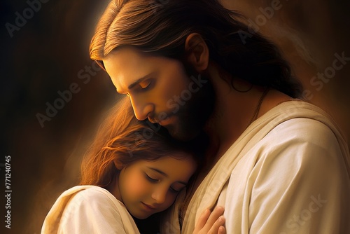Lord Jesus hugging little girl © Tomi adi kartika