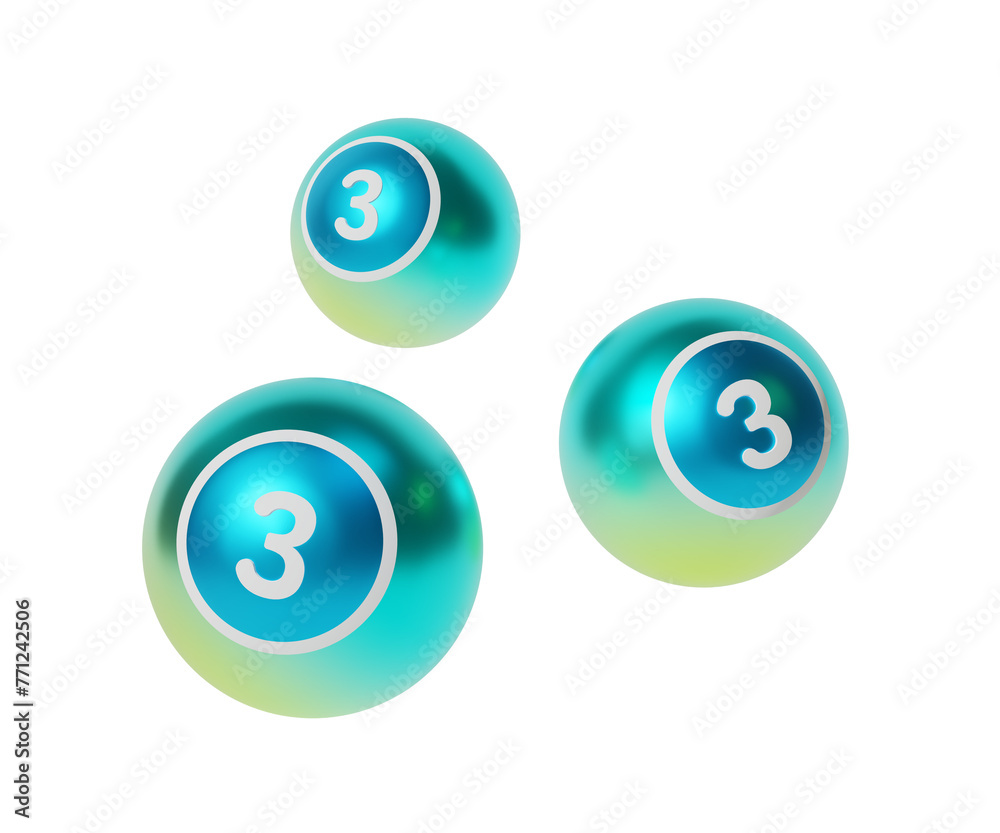 Lottery balls with number three on them. Lottery balls with number three on them.