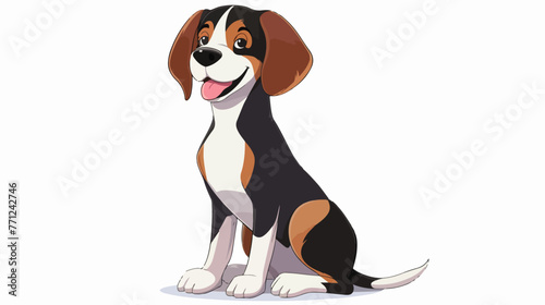 Cartoon happy beagle dog sitting flat vector