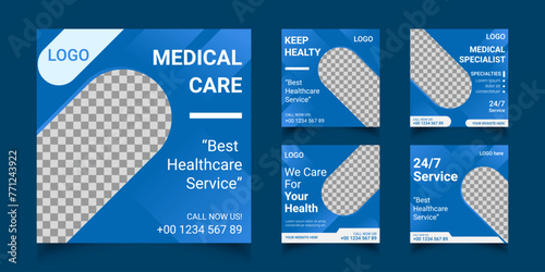 Healthcare medical banner and social media post template