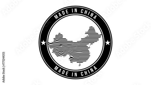 made in china stamp, black isolated silhouette