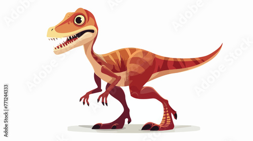 Cartoon velociraptor on white background flat vector  © Roses