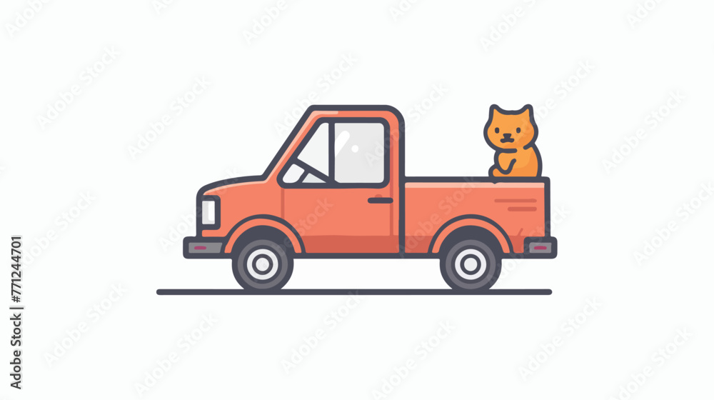 Check out the catchy hand drawn icon of pet truck flat