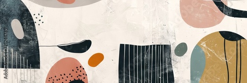 Abstract geometric shapes in earth tones and scandinavian, japandi style. Earth tone colored abstract shapes with a modern artistic style depicting geometric forms and patterns