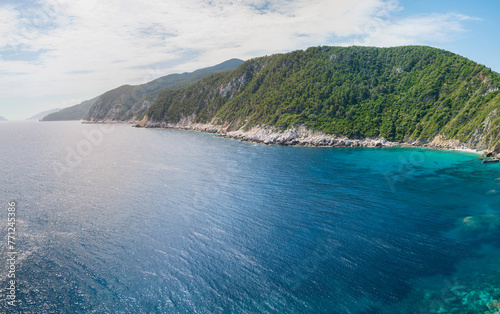 Aerial view of the coast on the Greek island of Skopelos