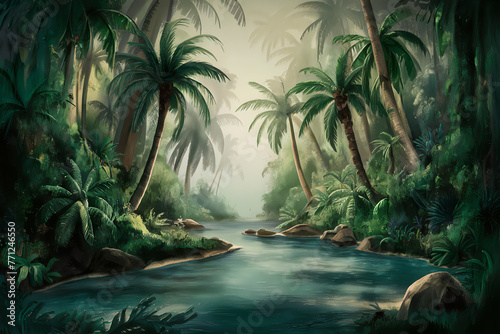 tropical forest in the night