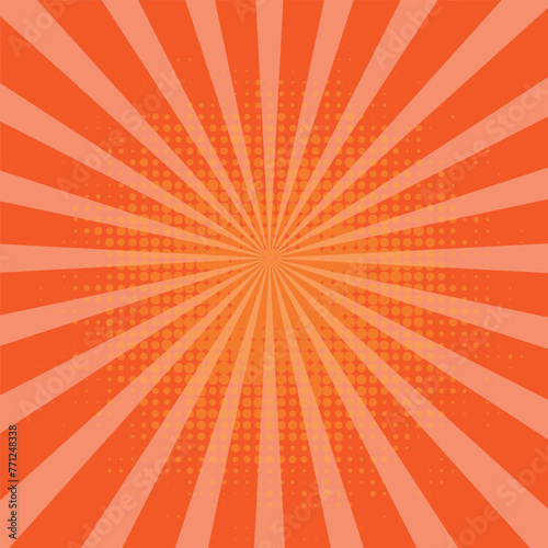 Abstract Orange comic sunburst background with rays. Geometric stripe line art design. Modern futuristic concept. Modern banner template. Suit for cover  poster  website 