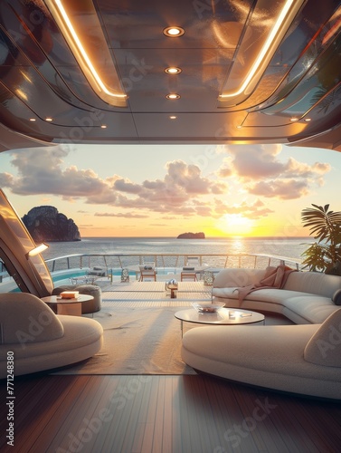 Unconventional Luxurious Yacht Meeting Space with Ocean Views.
