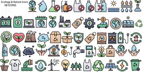 Ecology concept doodle isolated on white background