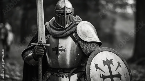 Noble Champion: Clad in Radiant Armor and Gripping a Mighty Blade, Gears Up for a Heroic Expedition in a Mythical Land