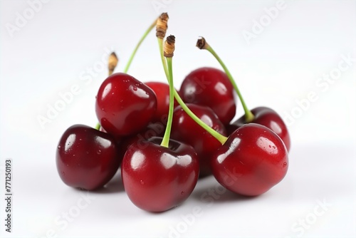 cherries, isolated, white, background, fruit, red, food, fresh, juicy, sweet, ripe, organic, healthy, vibrant