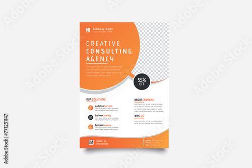 Modern Orange gradient color flyer design template. corporate creative idea clean vector illustration a4 half page single advertising brochure layout