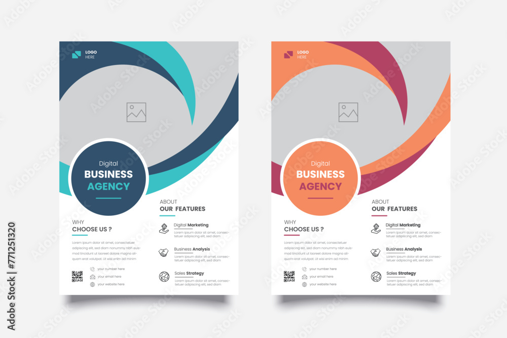 Business Flyer Corporate Flyer Template Geometric shape Flyer Circle Abstract Colorful concepts