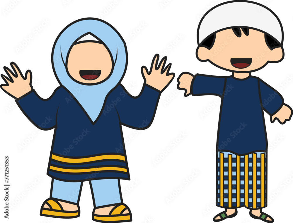 Muslim Couple Character Illustration 