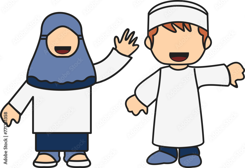 Muslim Couple Character Illustration Muslim Couple Character Illustration
