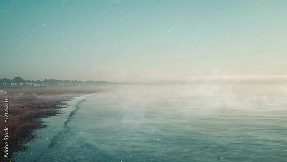 minimalist landscape scene of sandwich bay. seamless looping overlay 4k virtual video animation background