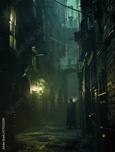 Wallpaper Mural A Secret Encounter in a Dark Alleyway with Mysterious Figures and Shadows Torontodigital.ca