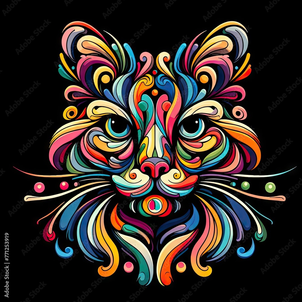 Isolated Colorful Cat on a Clear PNG Canvas, Generative AI Isolated Colorful Cat on a Clear PNG Canvas, Generative AI