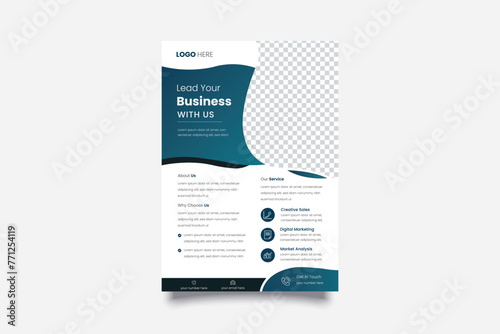 Modern creative clean business flyer design template for advertising company promotion growth. blue color gradient vector abstract flat corporate flyer design illustration 