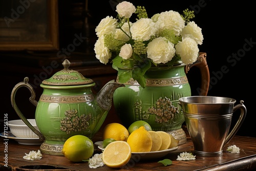 a vibrant and festive st Patrick's day background with traditional green hues, clovers, and elements representing irish culture