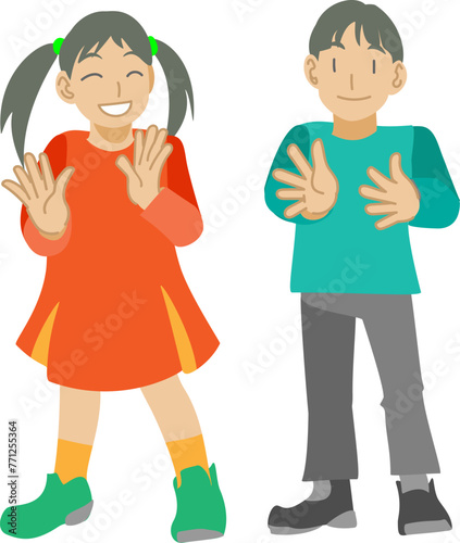 リズムに合わせて手をたたく子供たちのイラスト
