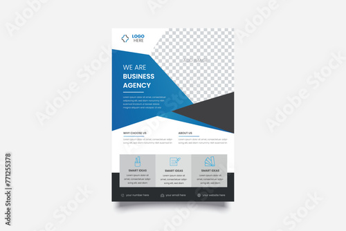 Corporate business flyer poster pamphlet brochure cover template design with blue color on a4 paper size. For marketing, business proposal, promotion, advertise, publication, cover page