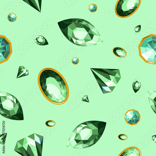 Precious stones and jewelry with emerald vector