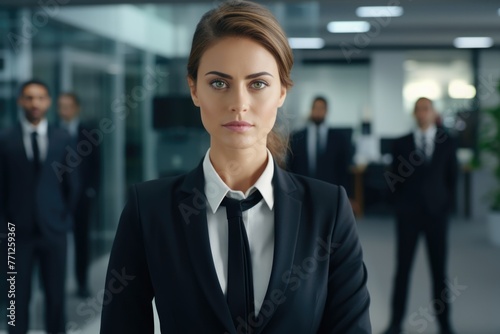 Professional woman in suit in modern office. © darshika