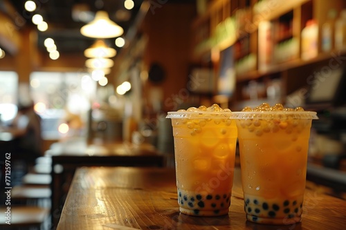 In the quiet of the library at Alexandria, a scholar traces the origins of bubble tea back to legendary warriors, its history as rich as its flavor , soft lighting