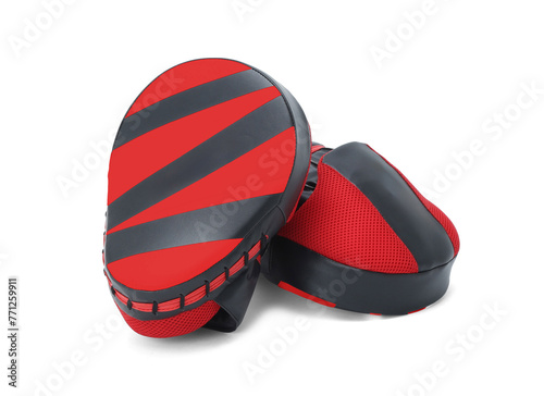 black and red boxing practive focus pad isolated  photo