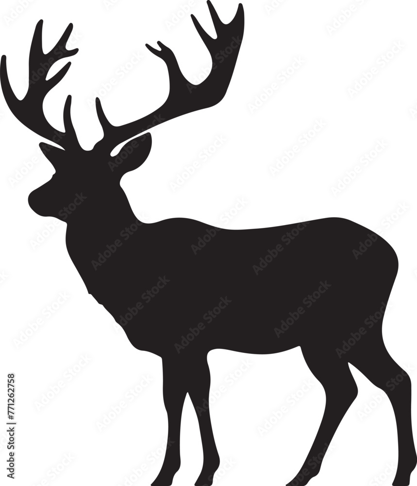 Obraz premium Deer Silhouette Vector Illustration White Background