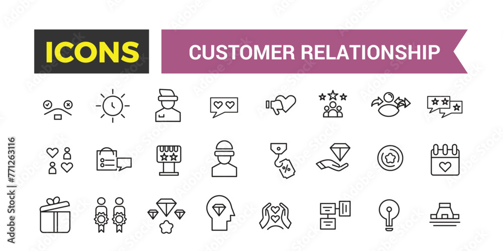 Customer relationship management software vector icons with editable stroke. Vector relationship management editable stroke. Vector illustration. Customer relationship management software vector icons with editable stroke. Vector relationship management editable stroke. Vector illustration.