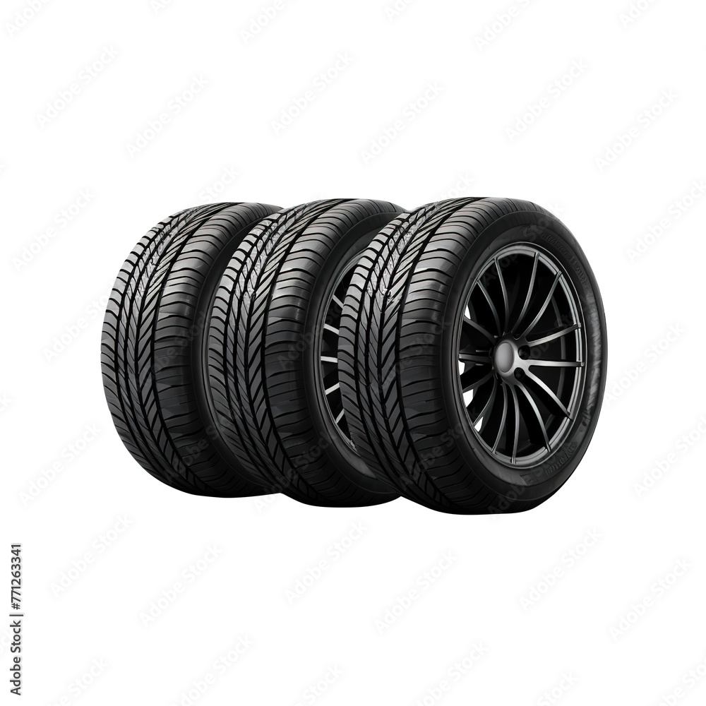 car wheel isolated on transparent background, clipping path, png 