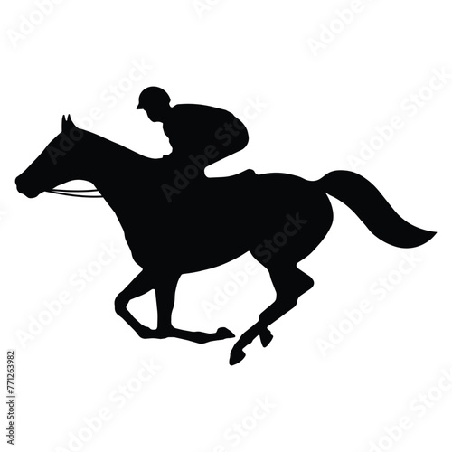 Equestrian athlete. Silhouette of a person horse riding competition on white background. Graphics for designers and for decorating their work. Vector illustration.