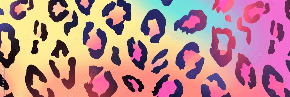 Obraz premium Colorful leopard print pattern on textured background. A striking leopard print pattern, which occupies the entire frame, featuring a blend of vivid colors on a rough, textured surface