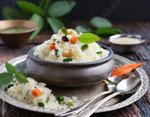 upma made of semolina, an south indian breakfast also popular in maharashtra ,india photo