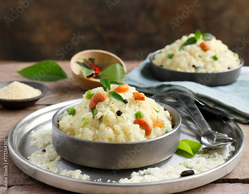 upma made of semolina, an south indian breakfast also popular in maharashtra ,india photo