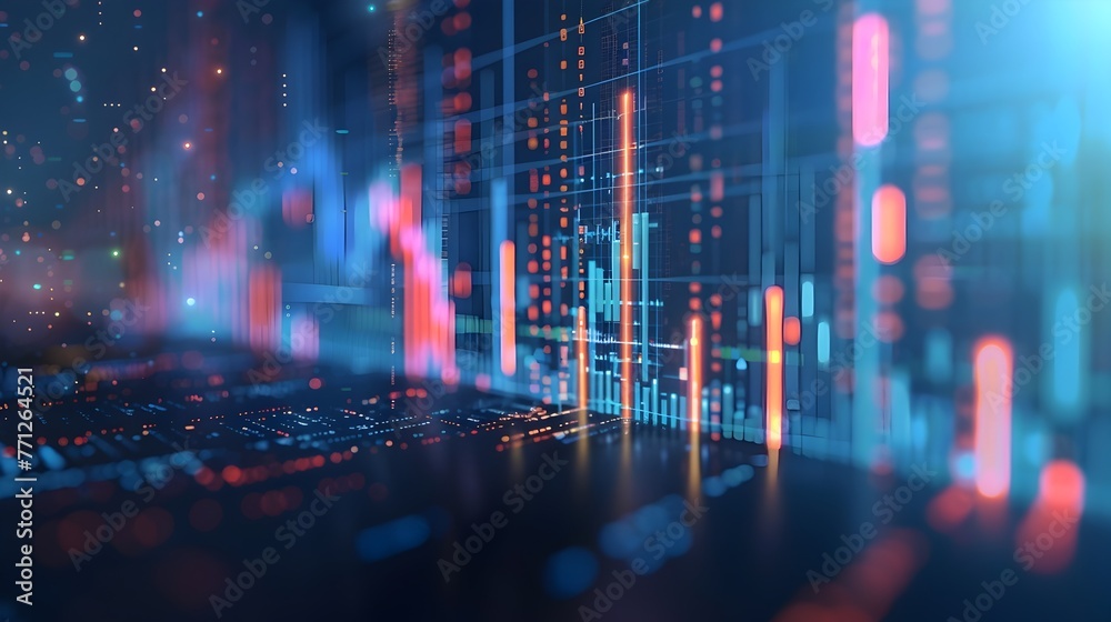 Obraz premium Futuristic Visualization of Advanced Financial Data Analytics and Algorithmic Trading Algorithms
