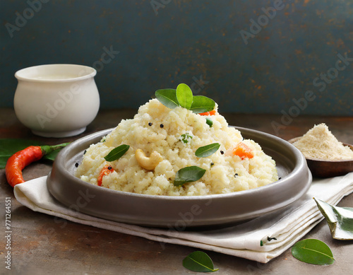 upma made of semolina, an south indian breakfast also popular in maharashtra ,india photo