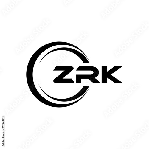 ZRK letter logo design with white background in illustrator, cube logo, vector logo, modern alphabet font overlap style. calligraphy designs for logo, Poster, Invitation, etc. photo