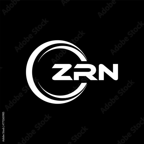 ZRN letter logo design with black background in illustrator, cube logo, vector logo, modern alphabet font overlap style. calligraphy designs for logo, Poster, Invitation, etc. photo