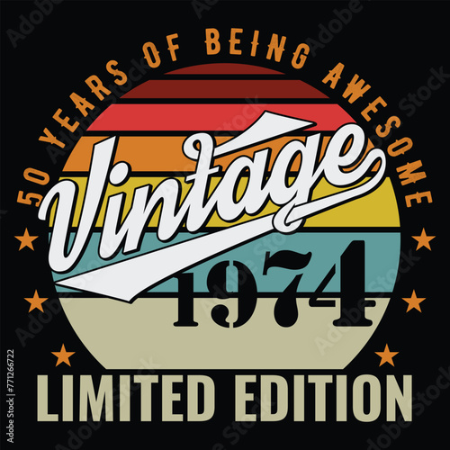 Vintage 1974 51th Birthday 51 Year Old Dad Mom T Shirt
