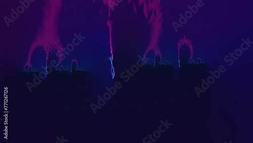 Blue and violet light beam, laser rotating on fractal background. Modern abstract backdrop photo