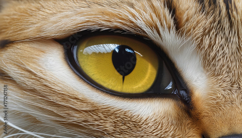 a close-up of a cats eye, detailed and realistic colorful background © Fukurou